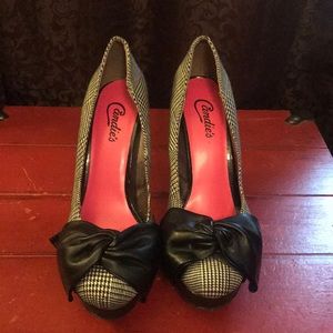 Candies 8 1/2 black bow heels women’s shoes